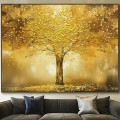 Original Gold Oil Painting Treasure Tree Lucky office decor autumn scenery fallen leaves